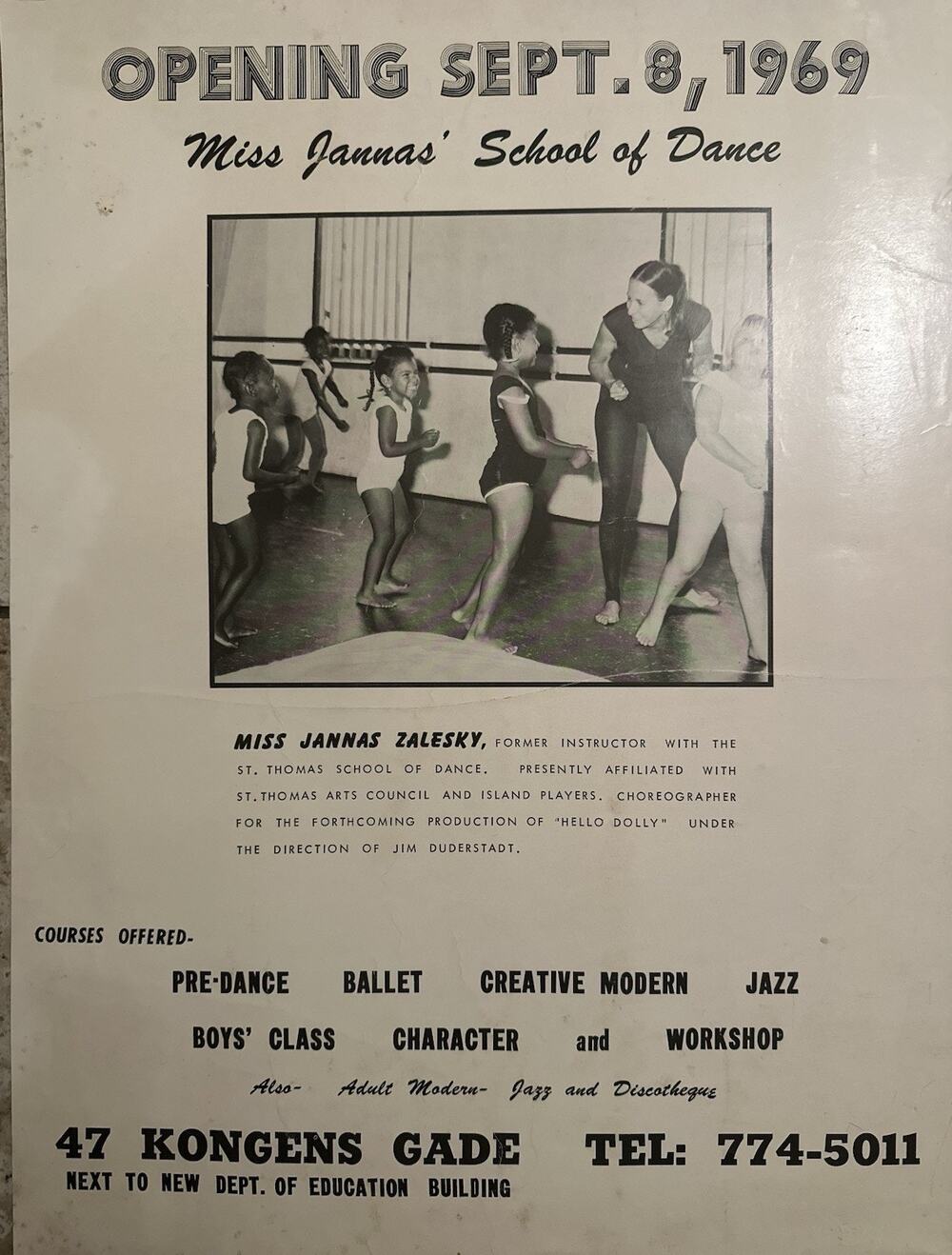 1969 Miss Jannas School of Dance St Thomas Virgin Islands Original Poster
